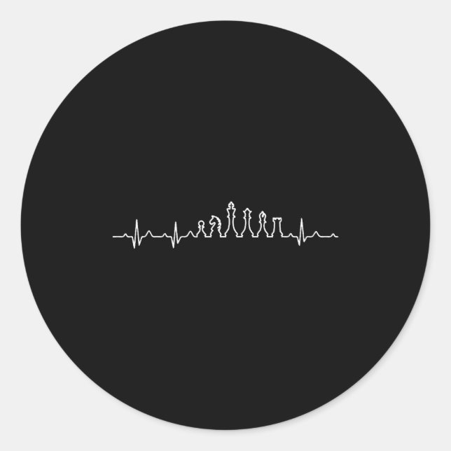 Sticker Rond Funny Chess Heartbeat Checkers Board Game Tourname (Devant)