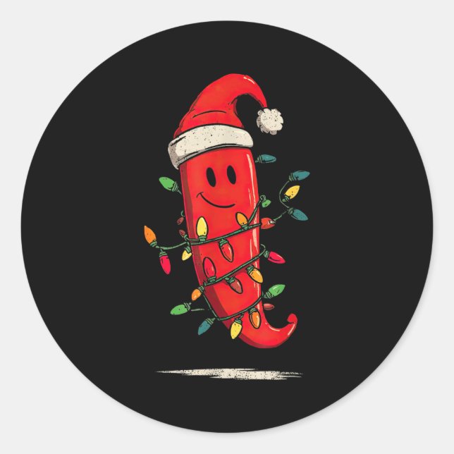 Sticker Rond Funny Chili Pepper Christmas Graphics Lights Lover (Devant)