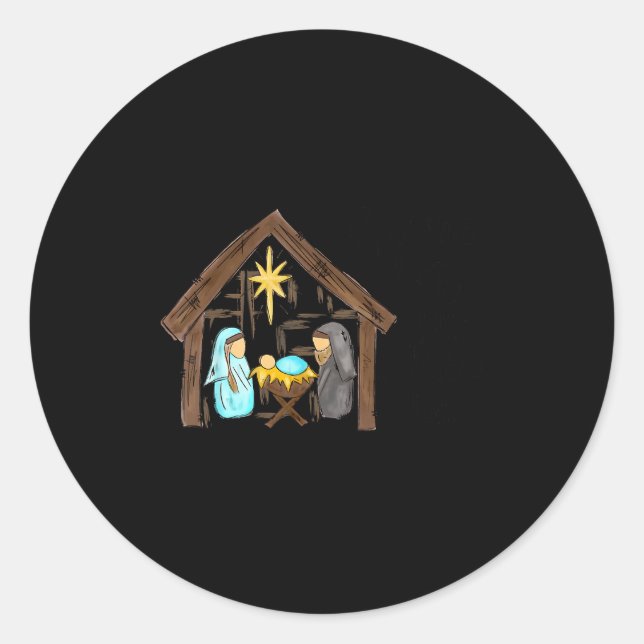 Sticker Rond Funny Christian Christmas Jesus Oh Come Let Us Ado (Devant)
