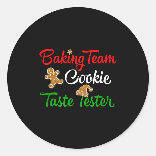 Sticker Rond Funny Christmas Baking Team Cookie Taste Tester  (Devant)
