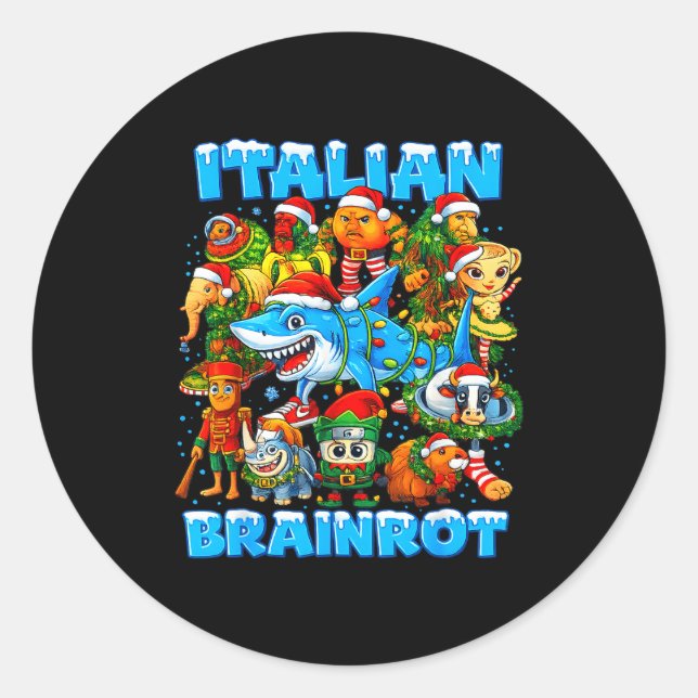 Sticker Rond Funny Christmas Italian Brain Rot Italian Brainrot (Devant)
