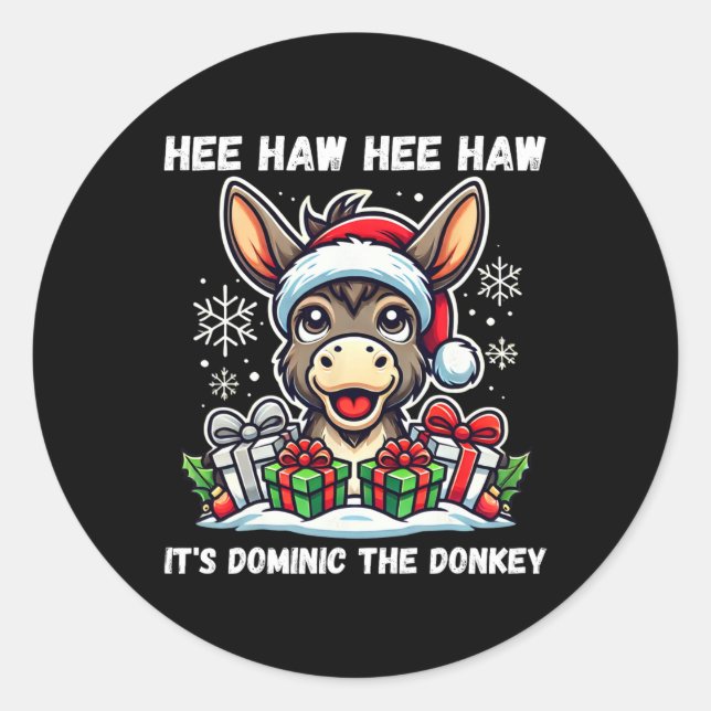 Sticker Rond Funny Christmas Italian Christmas Donkey Dominic T (Devant)