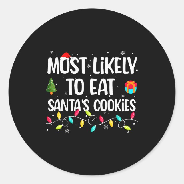 Sticker Rond Funny Christmas Saying Santa's Hat Family Party Me (Devant)