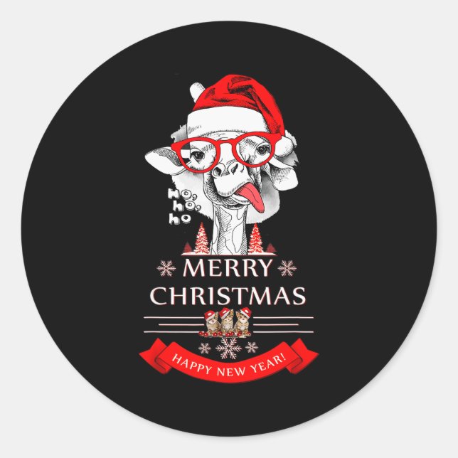 Sticker Rond Funny Christmas Shirt Christmas Ho-ho-ho  (Devant)