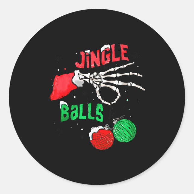 Sticker Rond Funny Christmas Skeleton Jingle Funny Xmas Matchin (Devant)