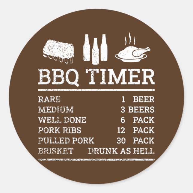 Sticker Rond Funny cooking Timer Barbecue Meat Smoker (Devant)