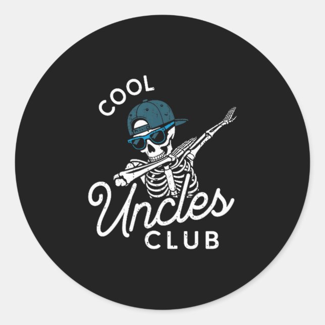 Sticker Rond Funny Cool Uncles Club Shirt Funny Skeleton Uncle  (Devant)