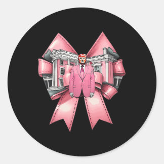 Sticker Rond Funny Coquette Bow Trump Pink Heart Valentine 
