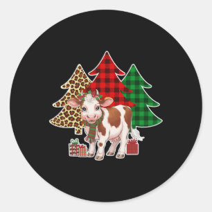 Sticker Rond Funny Cow Christmas Tree Xmas Cow Amateurs Hommes