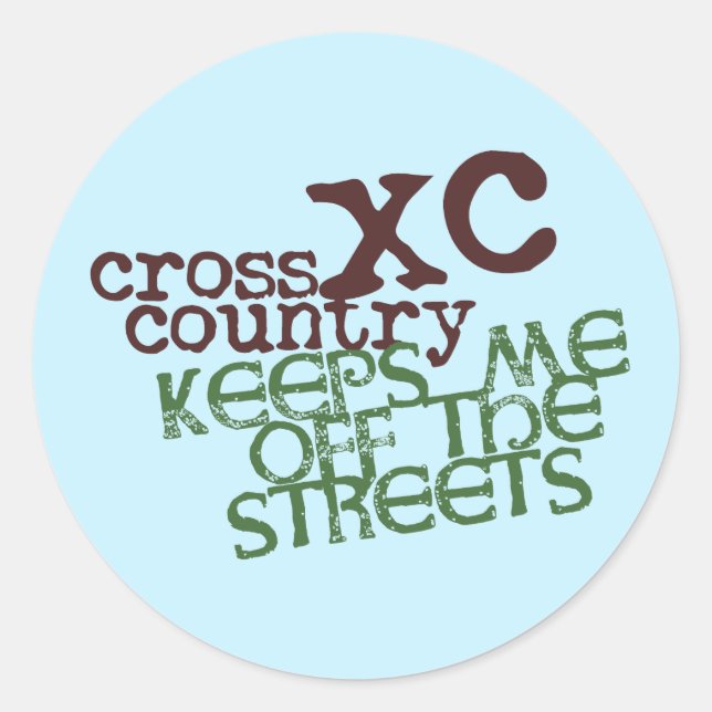 Sticker Rond Funny Cross Country Running © Me garde hors des ru (Devant)