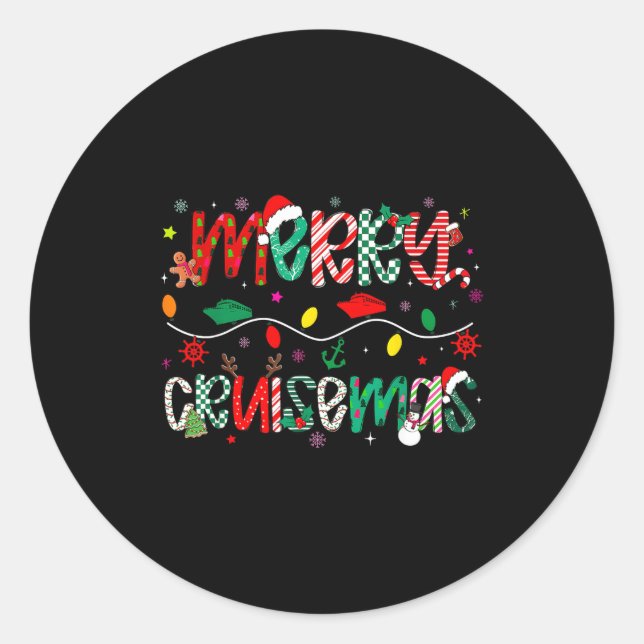 Sticker Rond Funny Cruise Lover Merry Cruisemas Christmas Famil (Devant)