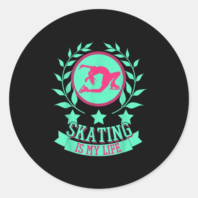 Sticker Rond Funny Cute Figure Skater For Ice Skating Srt Gift  (Devant)