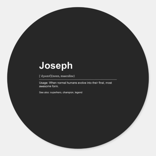 Sticker Rond Funny Definition Quote For The Name Joseph _  (Devant)