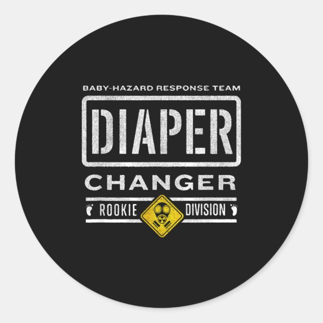 Sticker Rond Funny Diaper Changer Duty - Expecting Baby New Dad (Devant)
