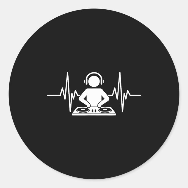 Sticker Rond Funny Dj Art Men Women Music Producer Disc Jockey  (Devant)