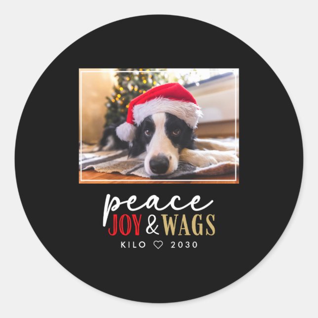 Sticker Rond Funny Dog Lover Christmas Photo Cute D  (Devant)