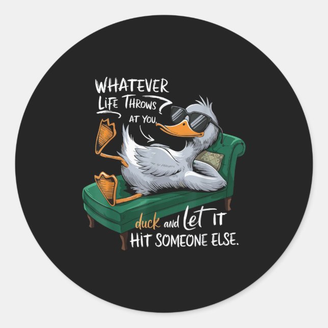 Sticker Rond Funny Duck Graphic Tees Men Women Teens Funny Quot (Devant)