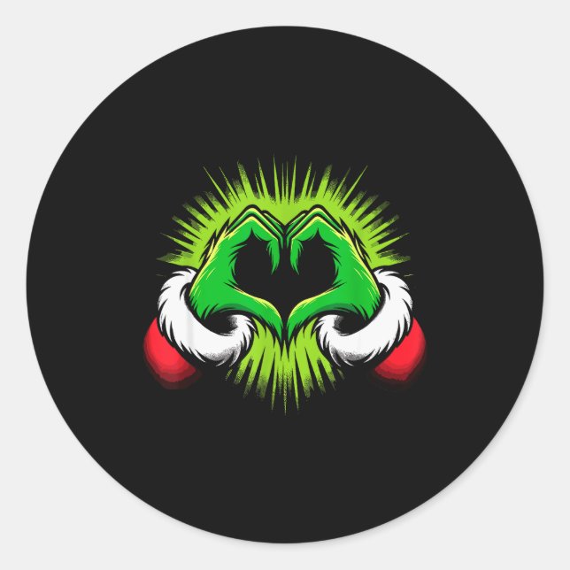 Sticker Rond Funny Elf Heart Hands Love Christmas  (Devant)
