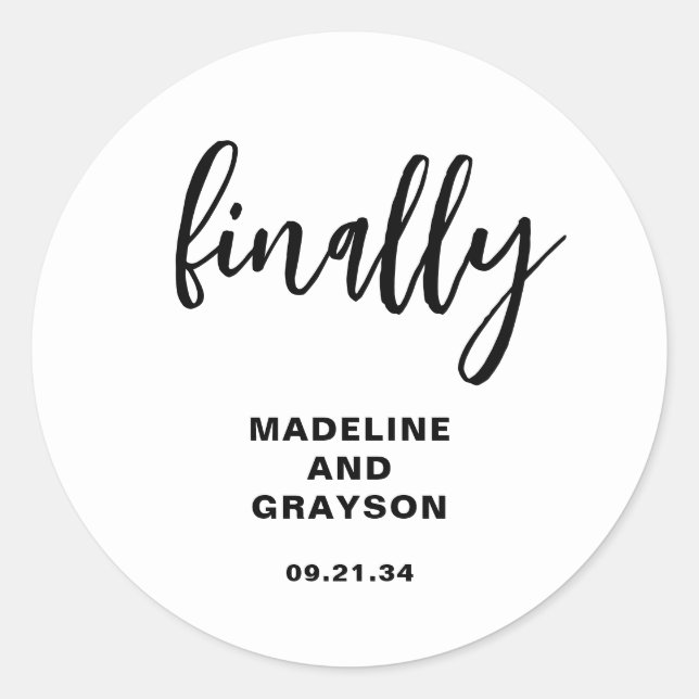 Sticker Rond Funny Enfin Mariage Décontracté (Devant)