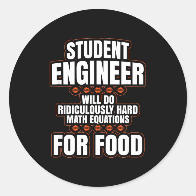 Sticker Rond Funny Engineer Engineering College Student S  (Devant)