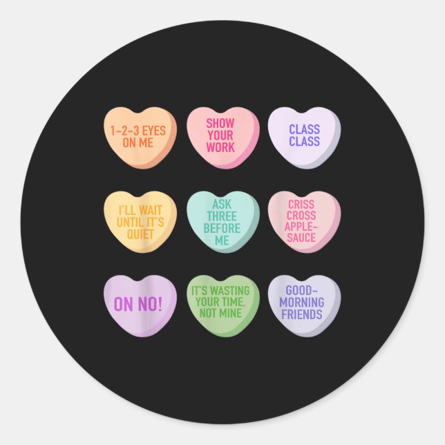 Sticker Rond Funny Enseignant Valentines Jour Conversation Coeu (Devant)