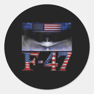 Sticker Rond Funny F47 Fighter Jet Trump Chemise F-47 Jet Fight