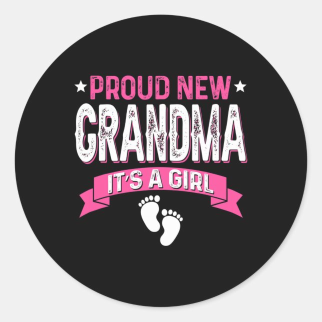 Sticker Rond Funny Family Gender Reveal Proud New Grandma It's  (Devant)