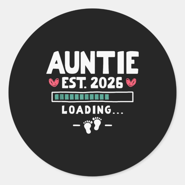 Sticker Rond Funny First Time Aunt Baby Announcement - Auntie E (Devant)