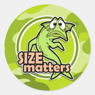 Sticker Rond Funny Fishing ; camo vert vif, camouflage