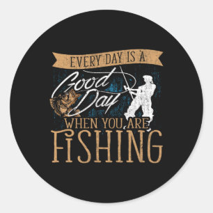 Sticker Rond Funny Fishing Rod Fish - Pêcheur