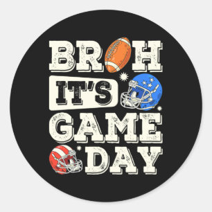 Sticker Rond Funny Football Boy Ados Bruh Son Jour Amérique