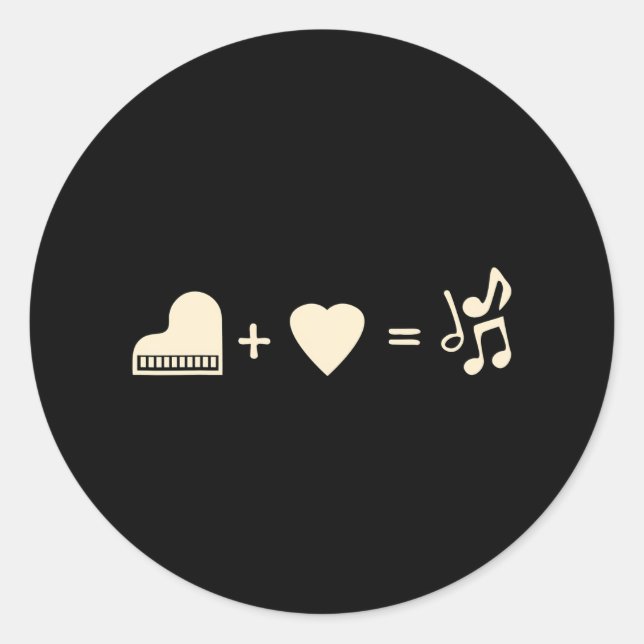 Sticker Rond Funny formule piano symboles piano piano pianiste  (Devant)