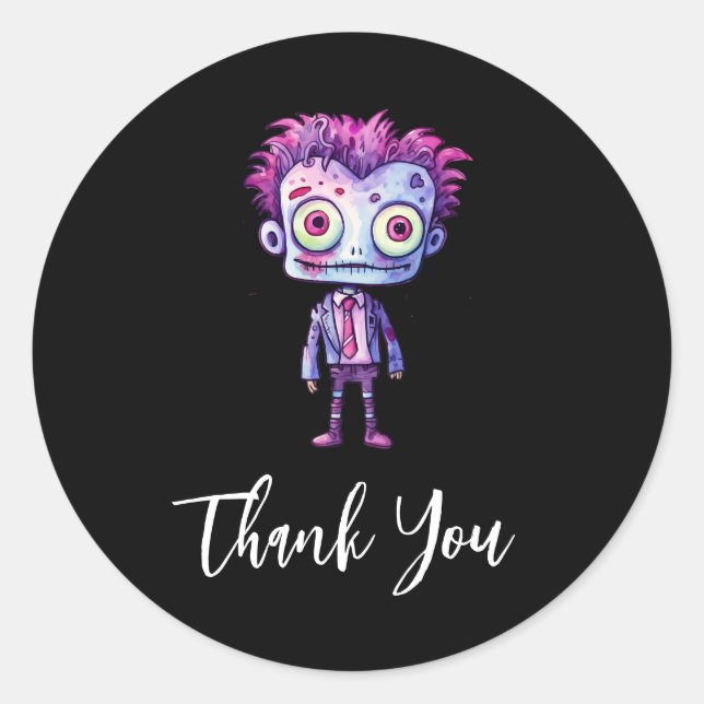 Sticker Rond Funny Frankenstein Monster Halloween Merci amusant (Devant)