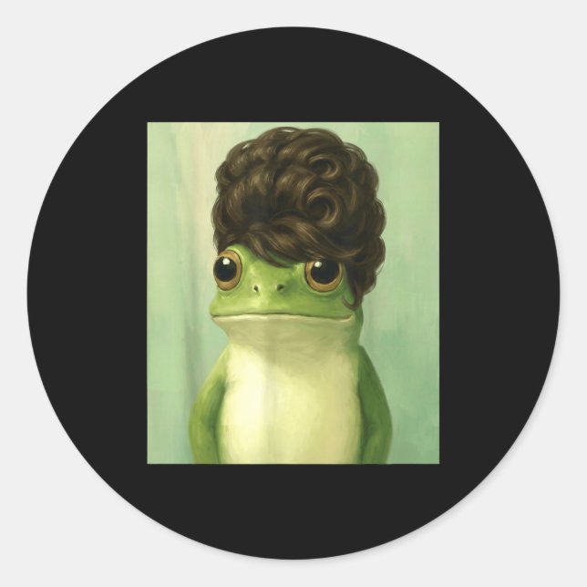 Sticker Rond Funny Frog Beehive Bob Haircut Meme  (Devant)