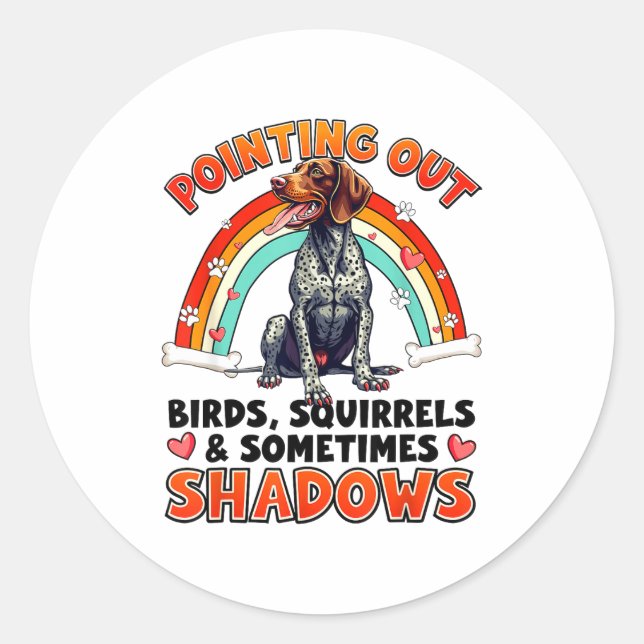 Sticker Rond Funny German Shorthaired Inter Design For Dog Love (Devant)