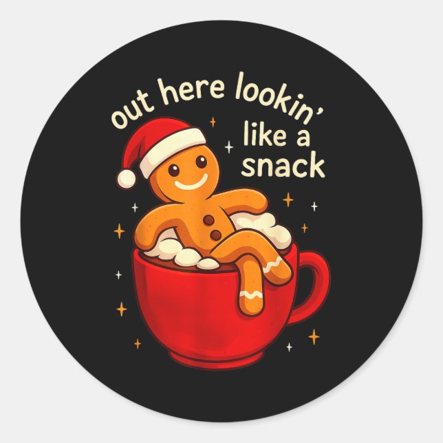 Sticker Rond Funny Gingerbread Christmas Snack Cookies Boys Tod (Devant)