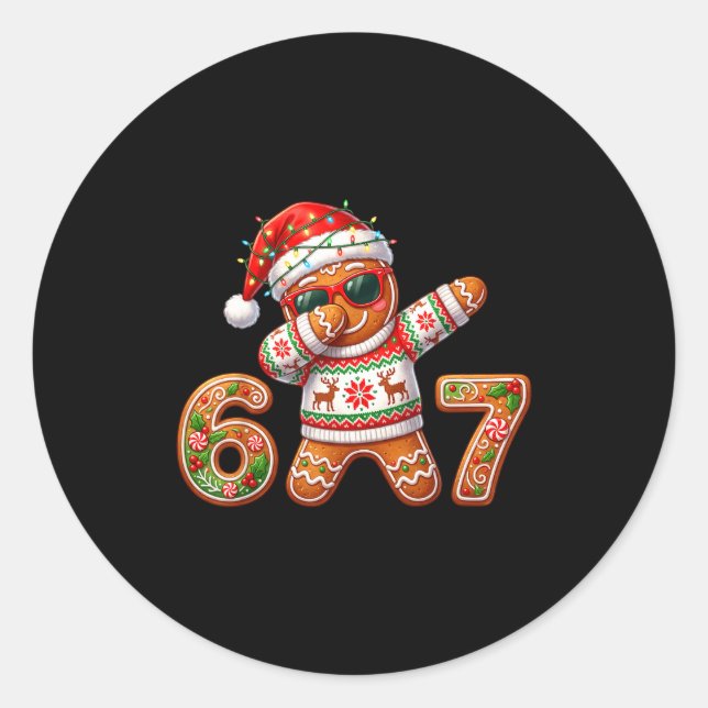 Sticker Rond Funny Gingerbread Six Seven 67 Ice Cream Drip Chri (Devant)