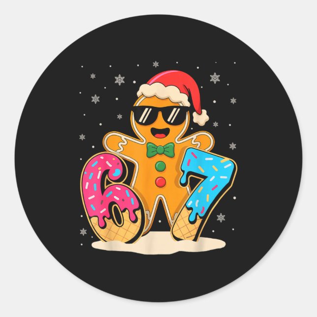 Sticker Rond Funny Gingerbread Six Seven 67 Ice Cream Drip Chri (Devant)