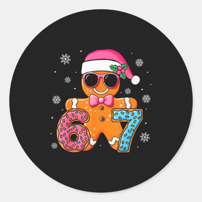 Sticker Rond Funny Gingerbread Six Seven 67 Ice Cream Drip Chri (Devant)