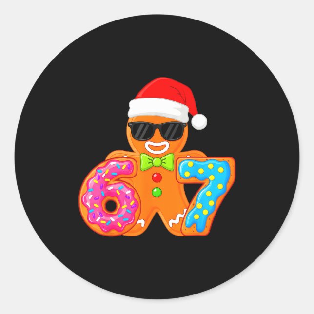 Sticker Rond Funny Gingerbread Six Seven 67 Ice Cream Drip Chri (Devant)