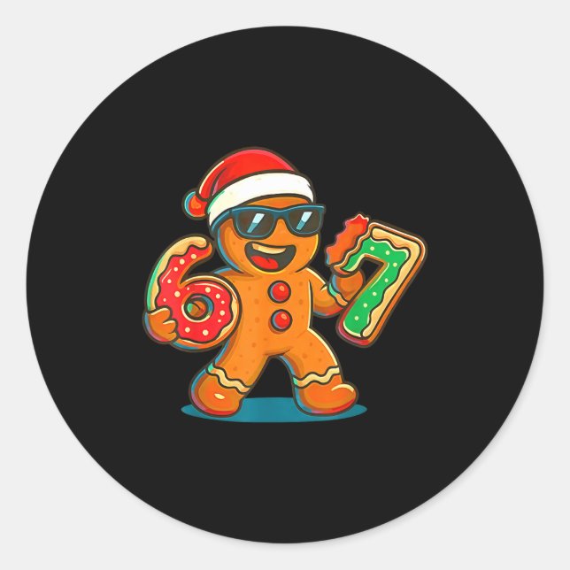 Sticker Rond Funny Gingerbread Six Seven 67 Ice Cream Drip Chri (Devant)