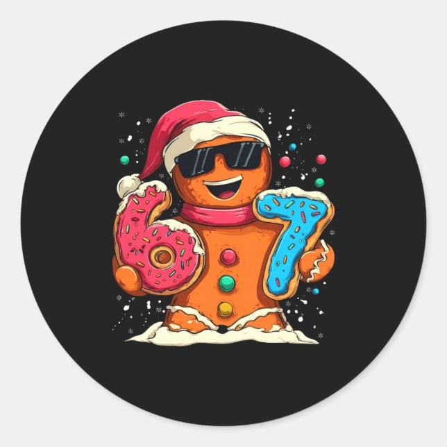 Sticker Rond Funny Gingerbread Six Seven 67 Ice Cream Drip Chri (Devant)