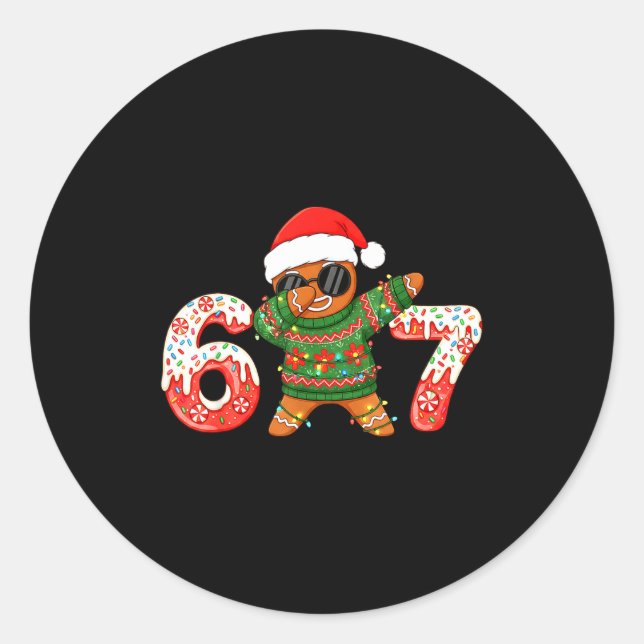 Sticker Rond Funny Gingerbread Six Seven 67 Ice Cream Drip Chri (Devant)
