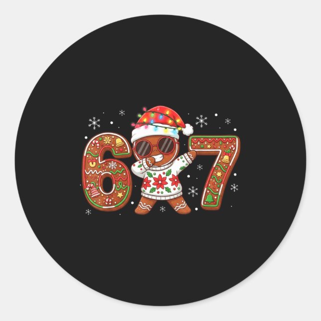 Sticker Rond Funny Gingerbread Six Seven 67 Ice Cream Drip Chri (Devant)