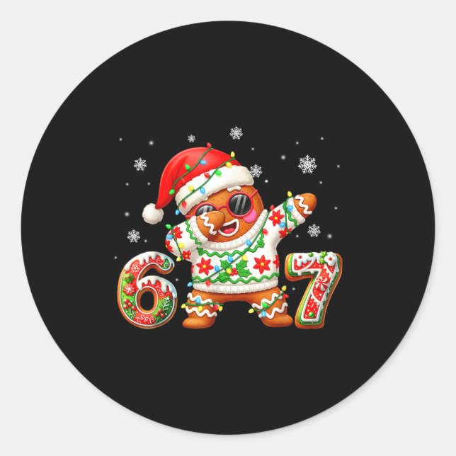 Sticker Rond Funny Gingerbread Six Seven 67 Ice Cream Drip Chri (Devant)