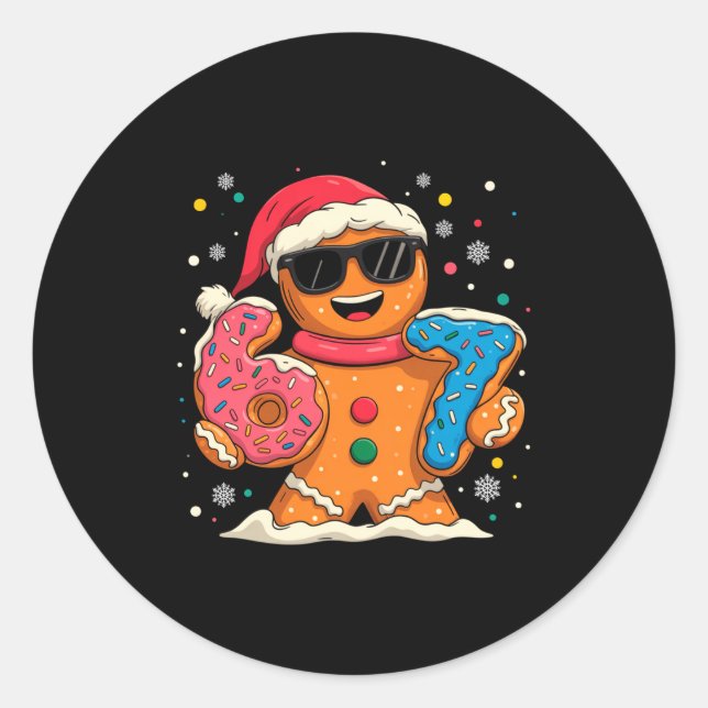 Sticker Rond Funny Gingerbread Six Seven 67 Ice Cream Drip Chri (Devant)