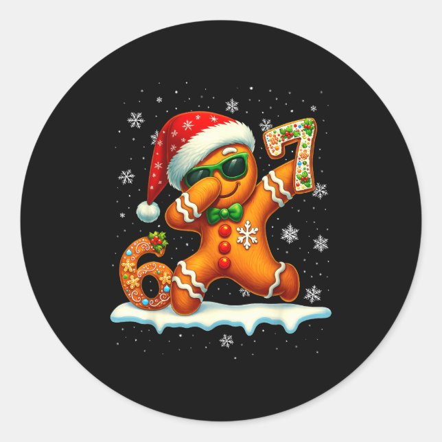 Sticker Rond Funny Gingerbread Six Seven 67 Ice Cream Drip Chri (Devant)