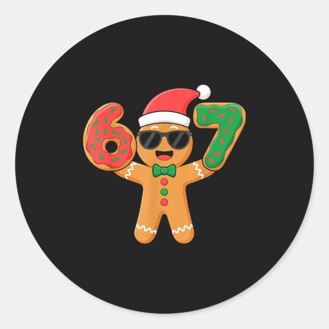 Sticker Rond Funny Gingerbread Six Seven 67 Ice Cream Drip Chri (Devant)