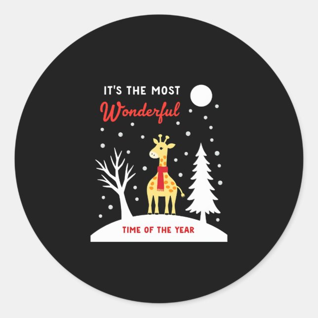 Sticker Rond Funny Giraffe Design For Women Girls Safari Giraff (Devant)