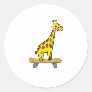 Sticker Rond Funny Giraffe Lover Giraffe Skateboard